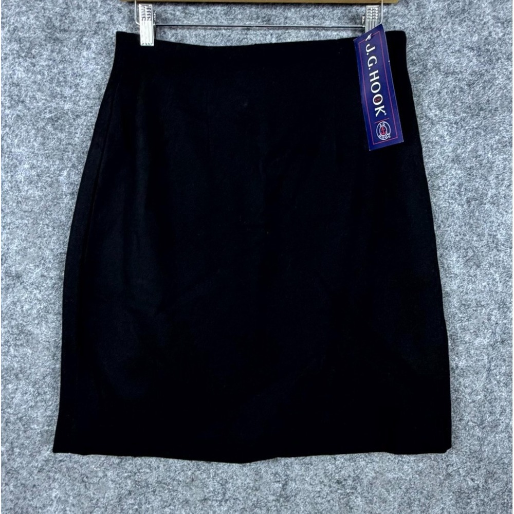 Vintage J.G. Hook Pencil‎ Skirt Womens 10 Petite Black Pleated Back Zip Business